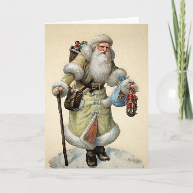 Victorian Gult Kostym Santa Helgdag Helgkort (Framsida)