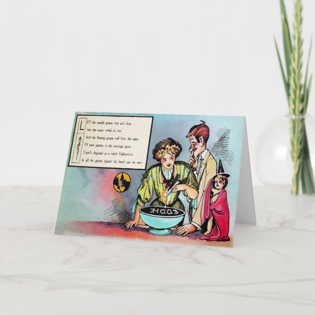 Victorian Halloween Dikt 3-kort Helgkort (Framsida)