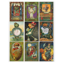 Victorian Halloween Trading Cards Clipart