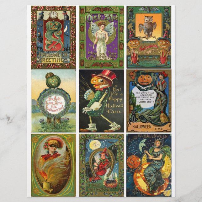 Victorian Halloween Trading Cards Clipart (Framsida)