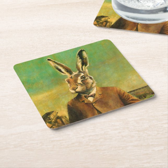 Victorian Hare-Anpassningsbar Underlägg Papper Kvadrat (Vinklad)