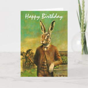 Victorian Hare Birthday Card Kort