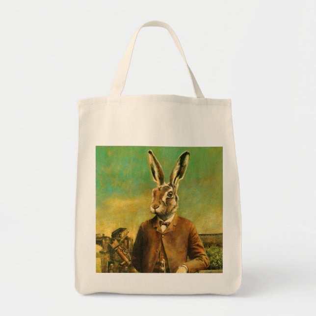 Victorian Hare Tote Bag Tygkasse (Framsidan)