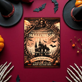 Victorian Haunted House Gothic Halloween fest Inbjudningar