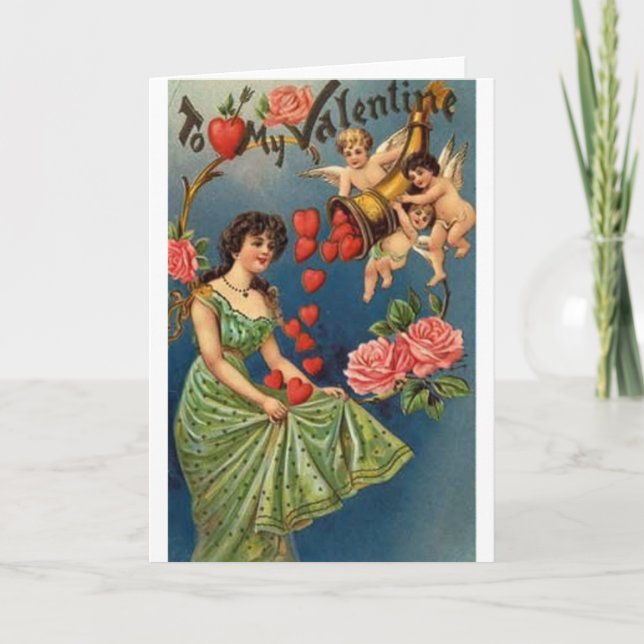 Victorian Heart Shower Valentine Day Card Helgkort (Framsida)