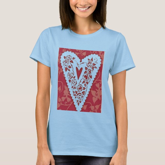 Victorian Heart Snöre T-Shirt (Framsida)