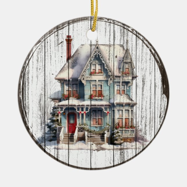 Victorian Helgdag Charm - julhuset Ornament (Framsidan)
