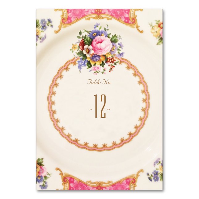 Victorian High Tea Garden Party Bordsnummer Card (Framsidan)