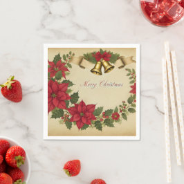 Victorian Holiday Poinsettia Wreath Découpage Pappersservett