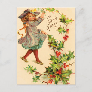 Victorian Holly Helgdag, julvykort Helg Vykort