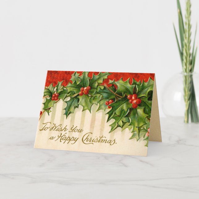 Victorian Holly-julkort Helgkort (Framsida)
