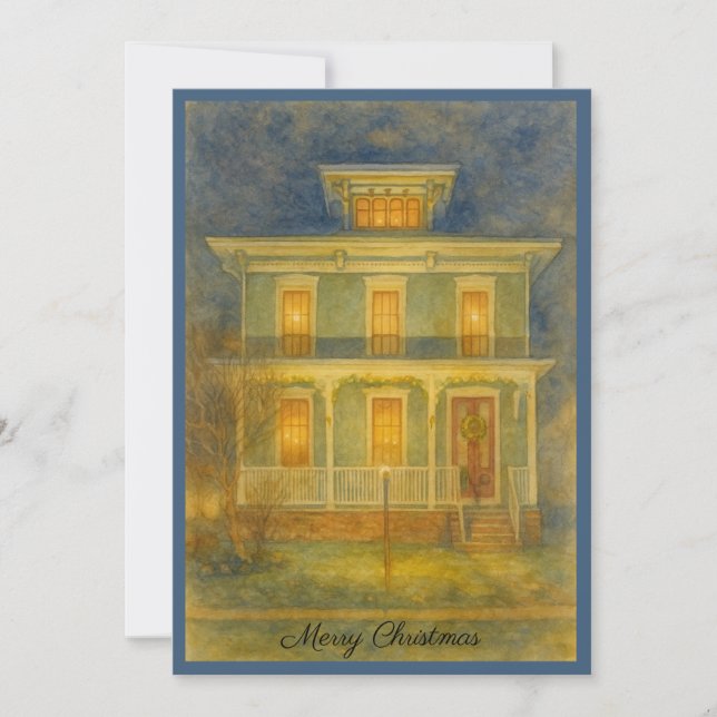 Victorian Home Holiday Card Julkort (Framsida)