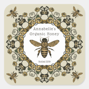 Victorian Honung Label Personalize Fyrkantigt Klistermärke
