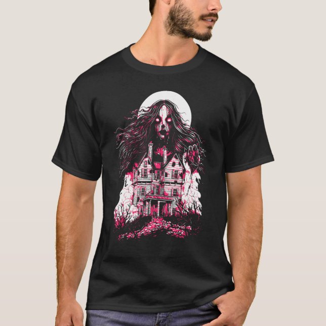 Victorian Horror Ghost Creepy Spooky Gothic Hallow T Shirt (Framsida)