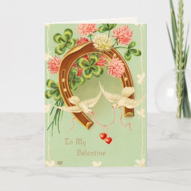 Victorian Horseshoe Valentine Day Card Helgkort (Framsida)