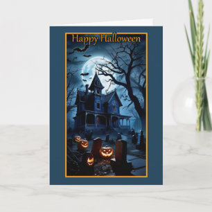 Victorian House Halloween Card Kort
