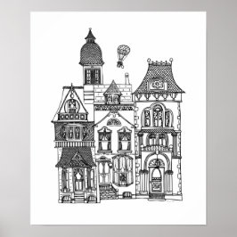 Victorian Houses Färg Me Poster