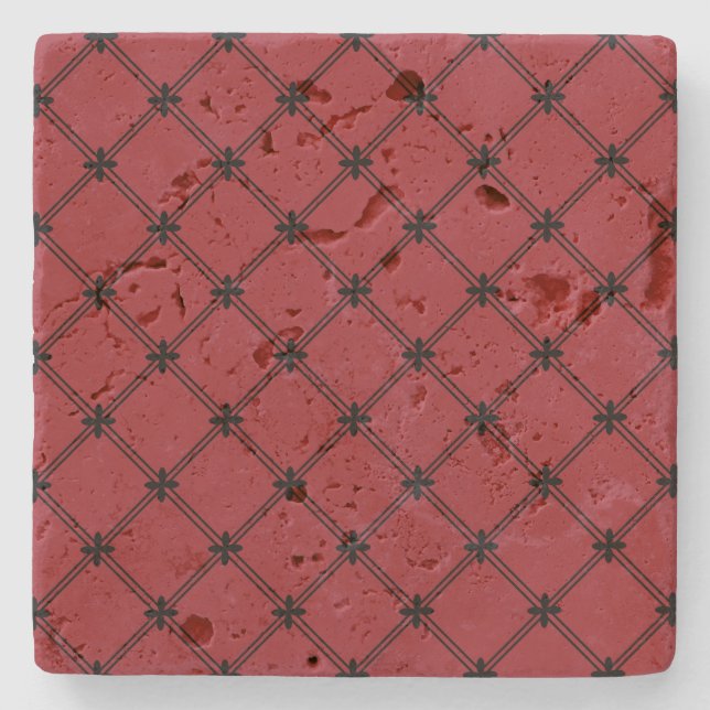Victorian Inspired Black och Red Mönster Stenunderlägg (Framsidan)