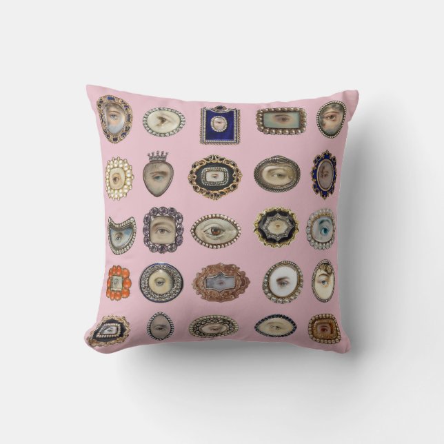 Victorian inspirerad älskare öga, rosa bakgrund kudde (Framsida)