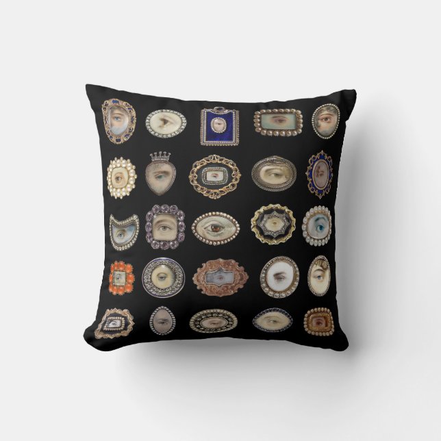 Victorian inspirerad älskare ögasamling på svart kudde (Framsida)