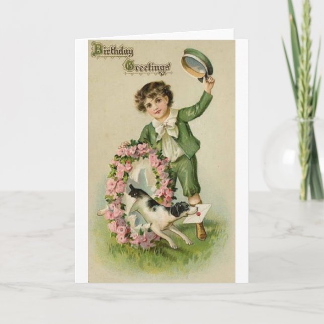 Victorian Irish Boy Birthday Greeting Card Kort (Framsida)