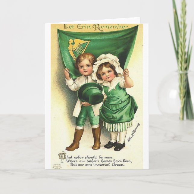 Victorian Irish Children St. Patrick's Day Card Kort (Framsida)