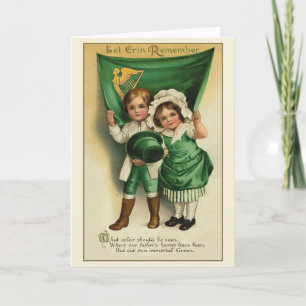 Victorian Irish Children St. Patrick's Day Card Kort