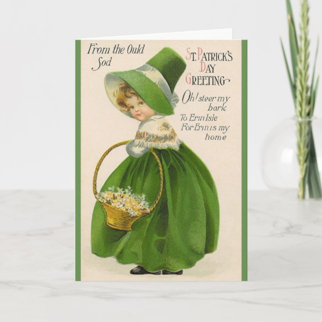 Victorian Irish Girl St. Patrick's Day Card Kort (Framsida)