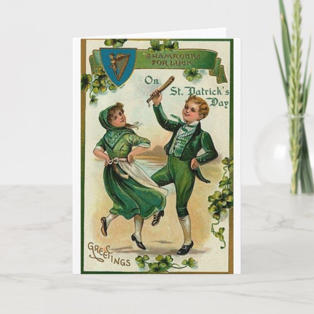 Victorian Irish Jig St. Patrick's Day Card Kort (Framsida)