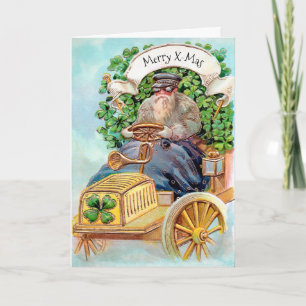 Victorian Irish Santa Helgdag Card Helgkort
