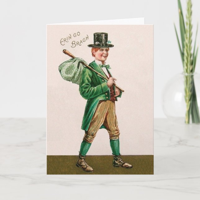 Victorian Irishman St. Patrick's Day Card Kort (Framsida)