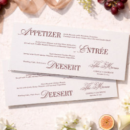 Victorian Ivory and Burgundy Wedding Menu Card Inbjudningar