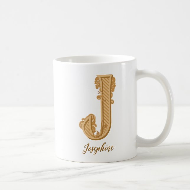 Victorian J initial namn Coffee Mugg (Höger)