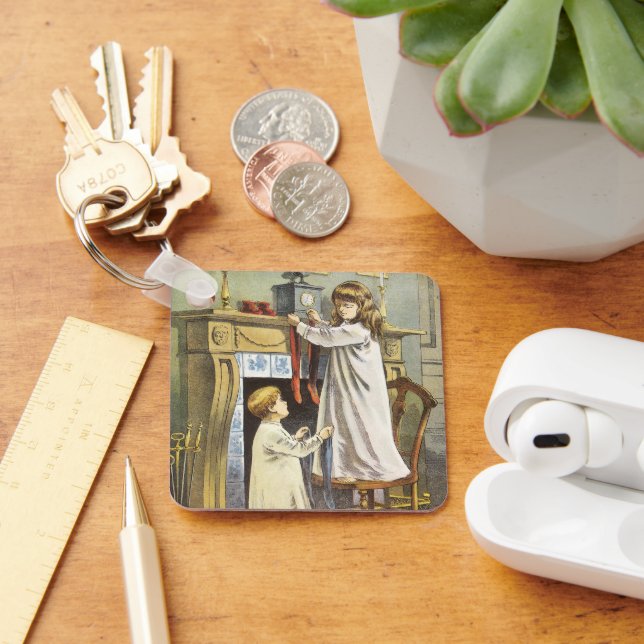 Victorian jul, Barn julstrumpor Nyckelring (Skrivbord)