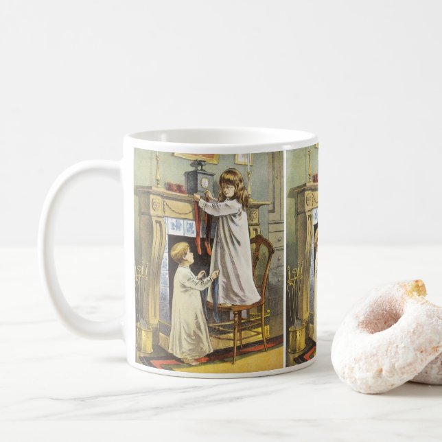 Victorian jul, barns julstrumpor kaffemugg (Med munk)