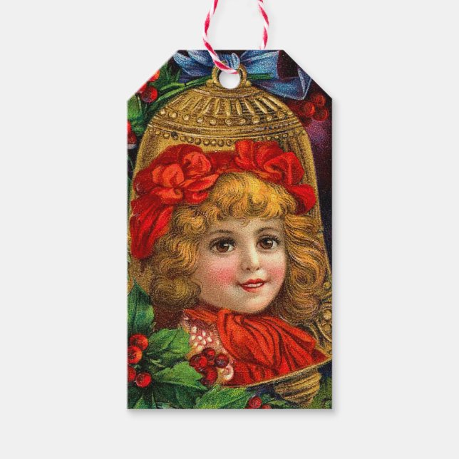 Victorian jul Bell Gift-Märkre Presentetikett (Framsidan)