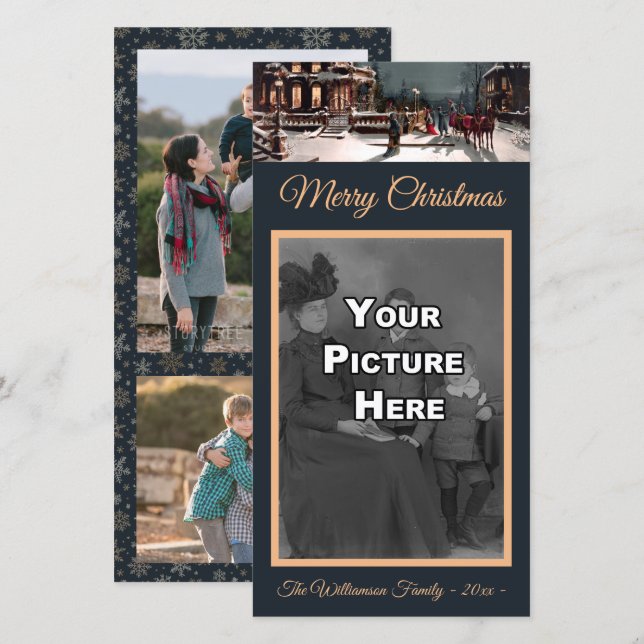 Victorian jul-fotoport Party Julkort (Fram/baksida)