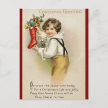 Victorian jul Hälsning med Dikt -