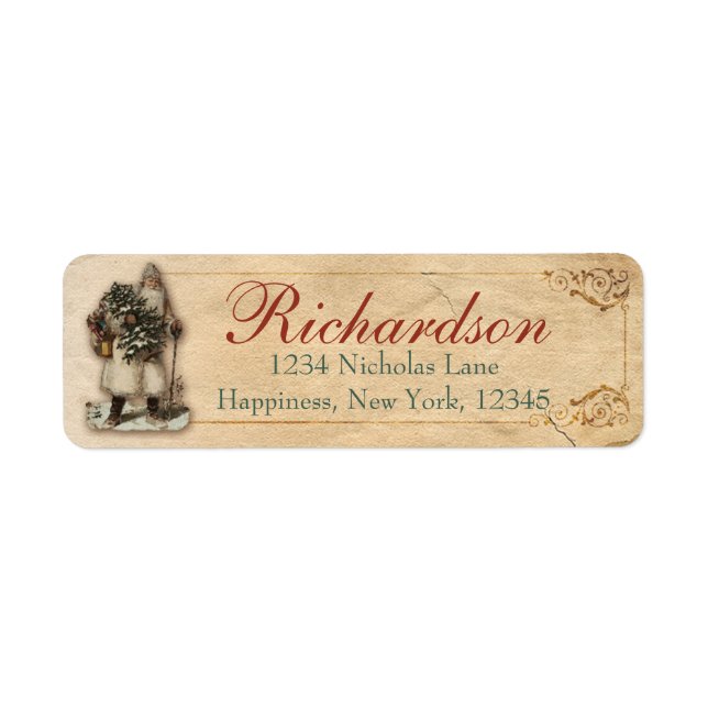 Victorian jul Jultomten St. Nicholaus Returadress Etikett (Framsidan)