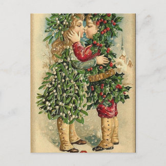 Victorian jul Kiss Retro Vintage Helgdag Helg Vykort