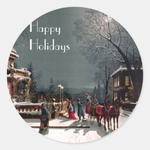 Victorian jul Party Stickers Runt Klistermärke