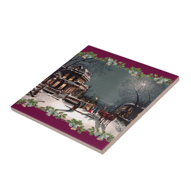 Victorian jul Party Tile Kakelplatta (Sidan)