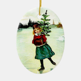 Victorian Julgran Girl Julgransprydnad Keramik