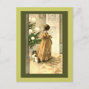 Victorian Julgran och LIttle Girl Helg Vykort