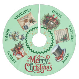 Victorian Julgran Skirt med Namn Julgransmatta Borstad Polyester