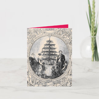 Victorian Julkort Victoria & Edward w/ träd Helgkort