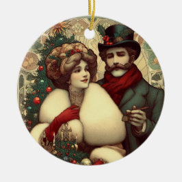 Victorian julpar julgransprydnad keramik