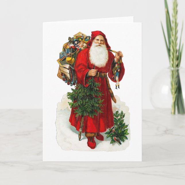 Victorian Jultomten Helgkort (Framsida)