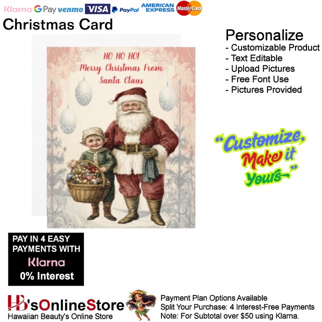 Victorian Jultomten jul Helgdag Elf Child Julkort (Victorian Santa Claus Christmas Holiday Elf Child Holiday Card 6.)