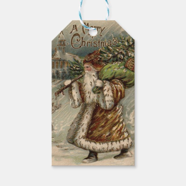 Victorian Jultomten Julgran Presentetikett (Framsidan)